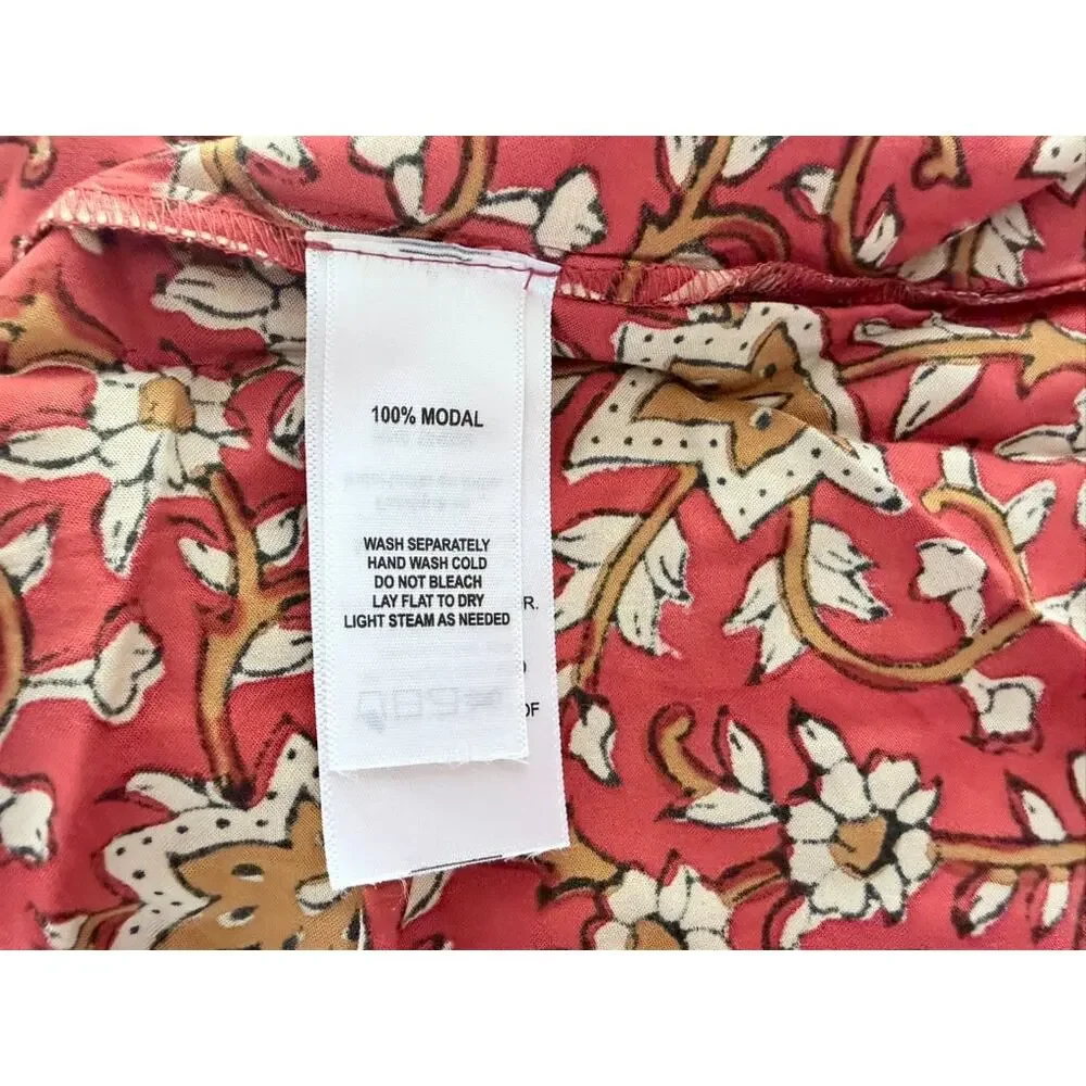 Emerson Fry India Collection Shirred Navi Burgundy Print Skirt Size M/L Maxi
